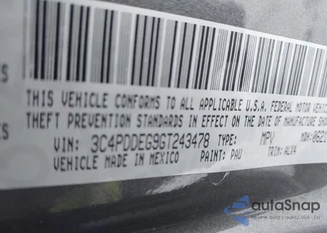 2016 Dodge Journey R/T z USA, uszkodzony, nr VIN 3C4PDDEG9GT243478